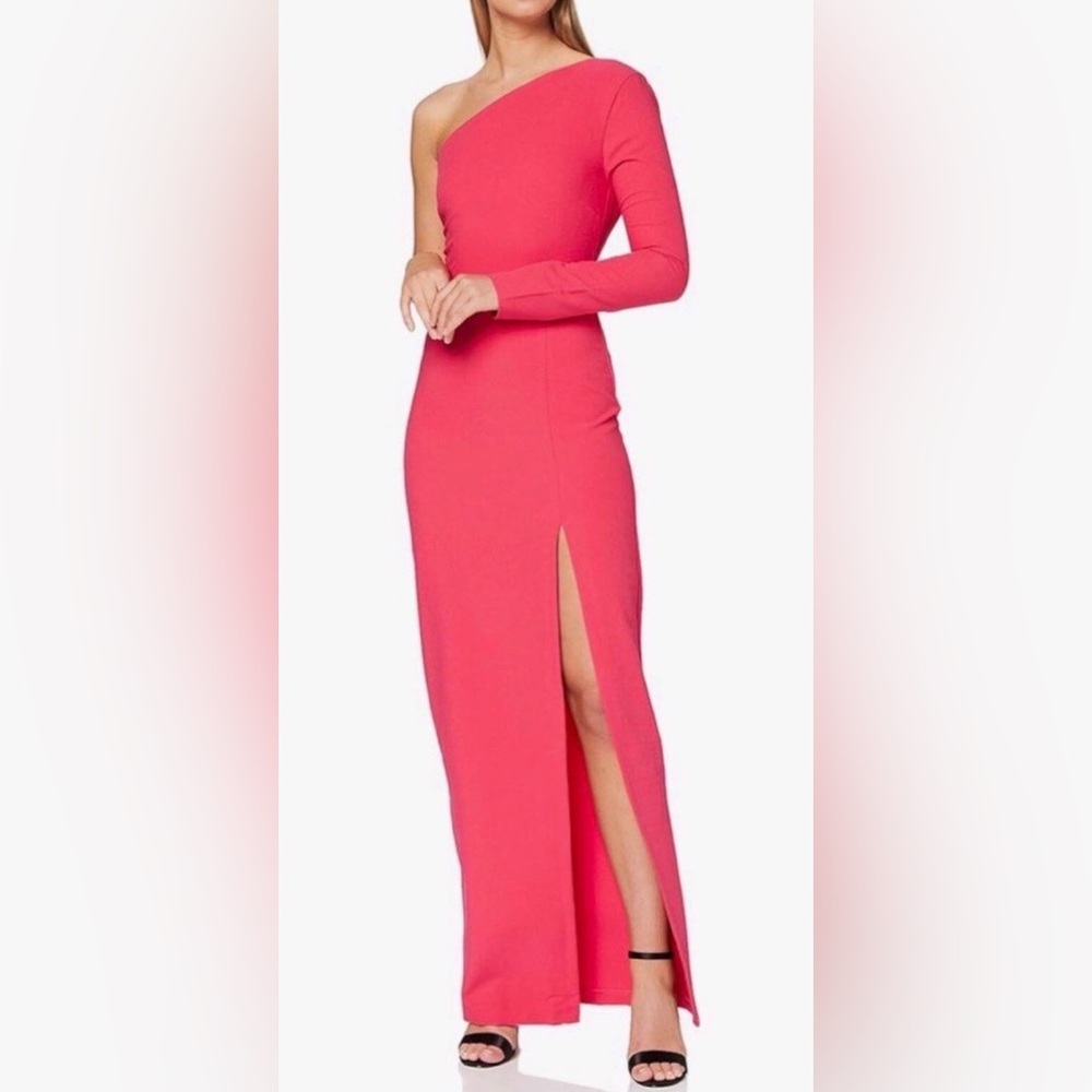 ASOS VESPER Long Pink‎ Front Split One Shoulder Dress Size 12